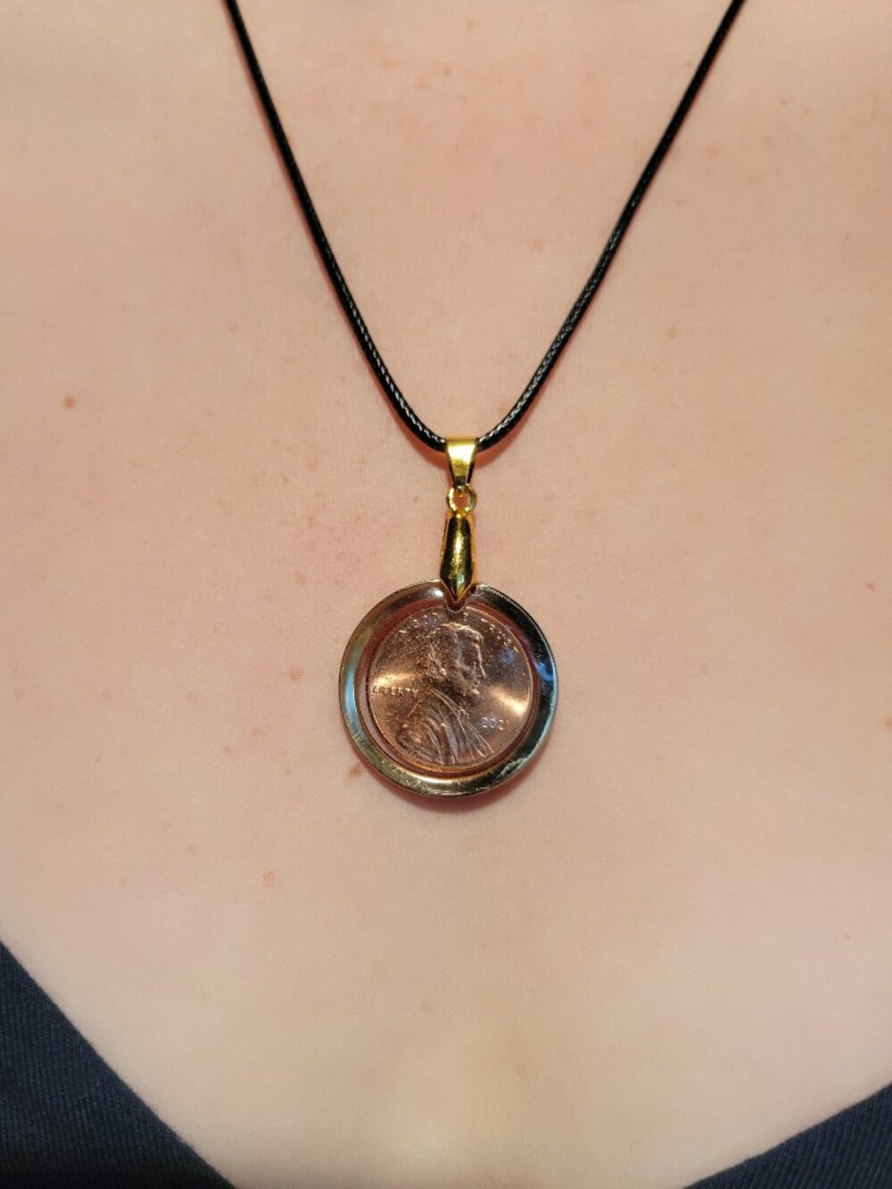 2021 USA 1 Cent Coin Pendant, Resin Necklace, Handcrafted Coin Jewelry